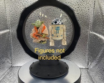 Action figure 4” Octagon 3D floating display frame with custom UFO stand