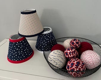 Fourth of July Fabric Empire Chandelier Shade: Clip-On Chandelier Sconce Lampshades and Bowl Fillers