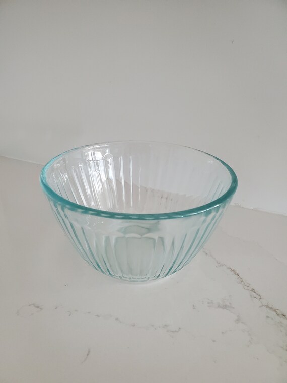Clear Ribbed Blue/green Tint Pyrex Bowl 3 Cup 7401 