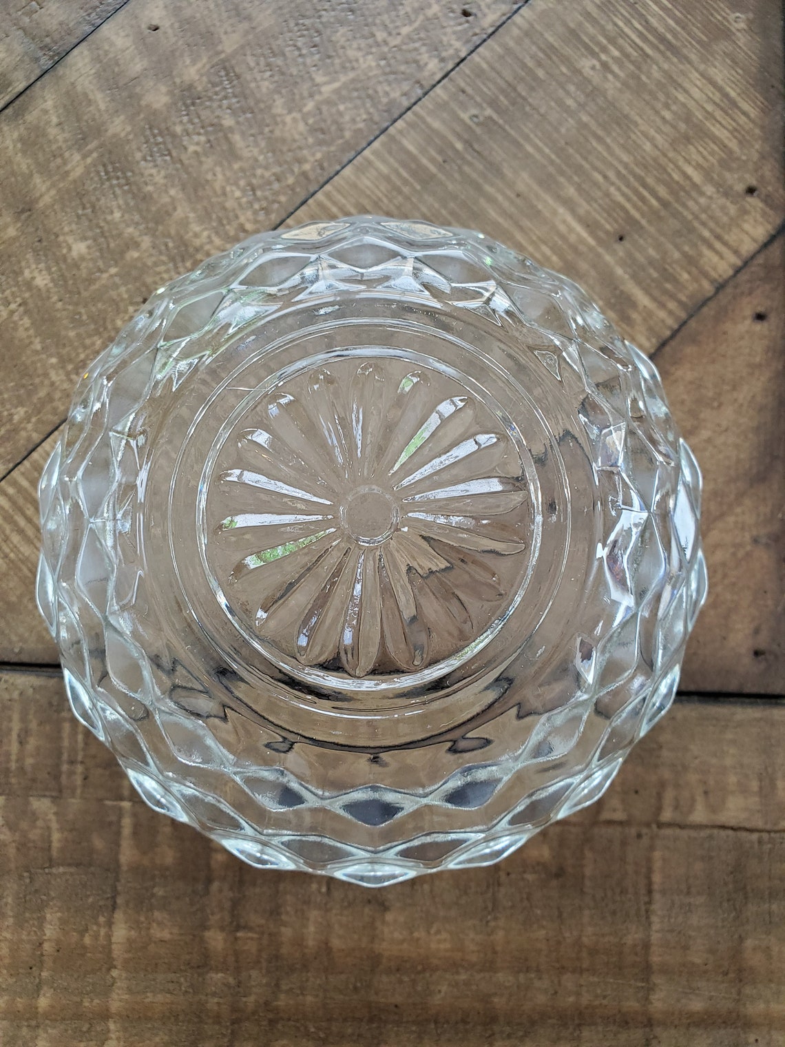 Vintage Fostoria Clear Glass Cubist Pattern Bowl | Etsy