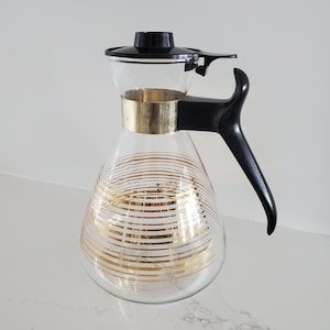 Vintage Pyrex Gold Striped Coffee Carafe