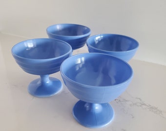 Vintage Hazel Atlas Blue Platonite Moderntone Sherbet/Dessert Cups set of 4