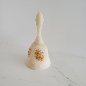 Vintage Fenton Custard Glass Bell Hand Painted and Signed