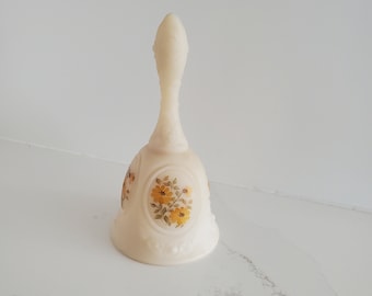 Vintage Fenton Custard Glass Bell Hand Painted and Signed