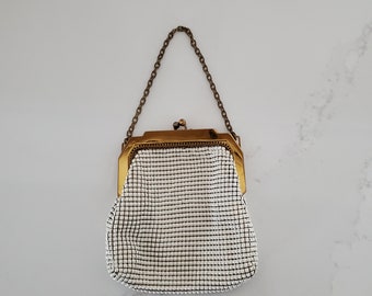 Vintage Whiting and Davis Small White Mesh Purse