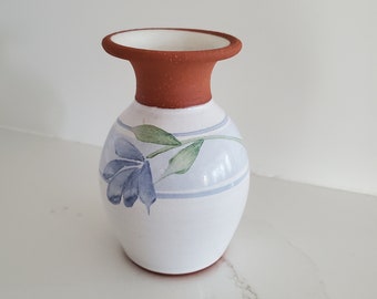 Vintage Emerson Creek Pottery Hand Painted Red Clay Glazed Vase 1989 Bedford Virginia