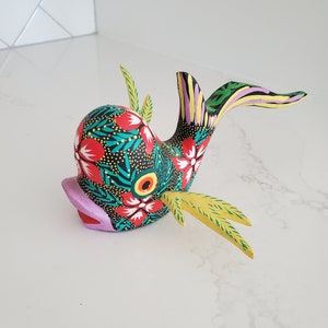 Vintage &quot;Winged Whale&quot; Fish Ocotlan Oaxacan Alebrije Signed by Artist