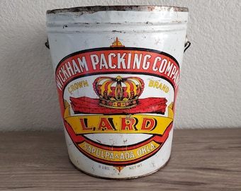 Marhoefer Pure Lard 缶 Vintage Marhoefer Pure Lard Tin, Kuhner Packing Advertising Bucket