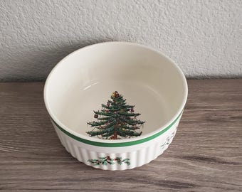 Vintage Spode Christmas Tree Souffle/Casserole/Baking Dish Made in England