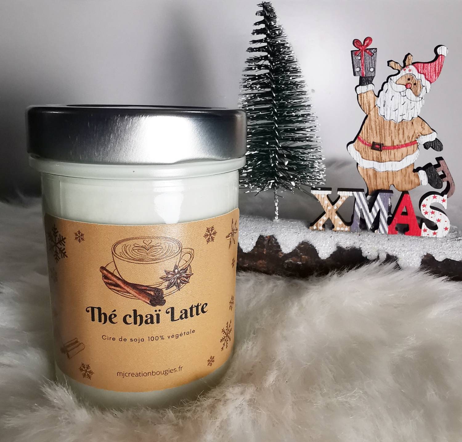 Bougie Parfumée en Pot Collection de Noël Thé Chaï Latte Cire Soja