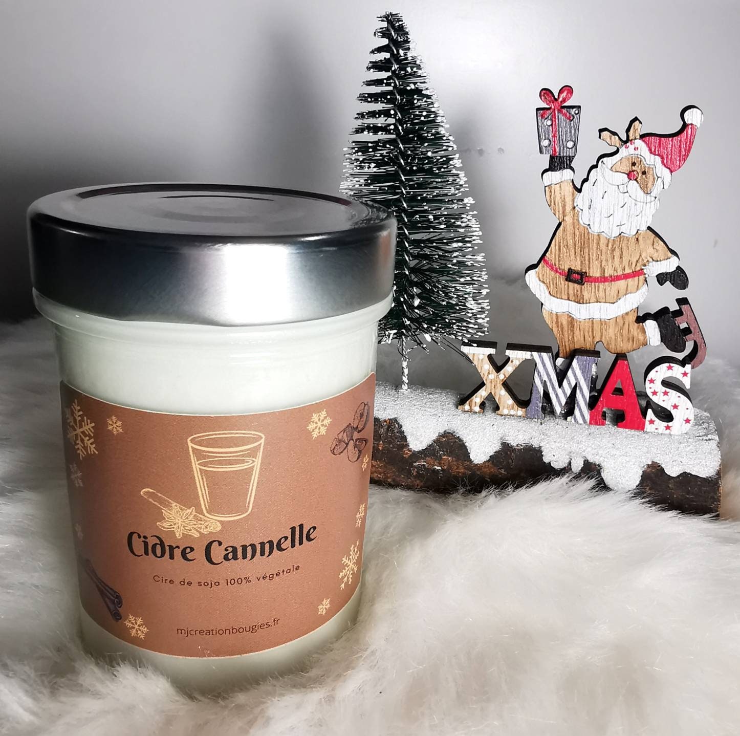 Bougie Parfumée en Pot Collection de Noël Cidre Cannelle Cire Soja