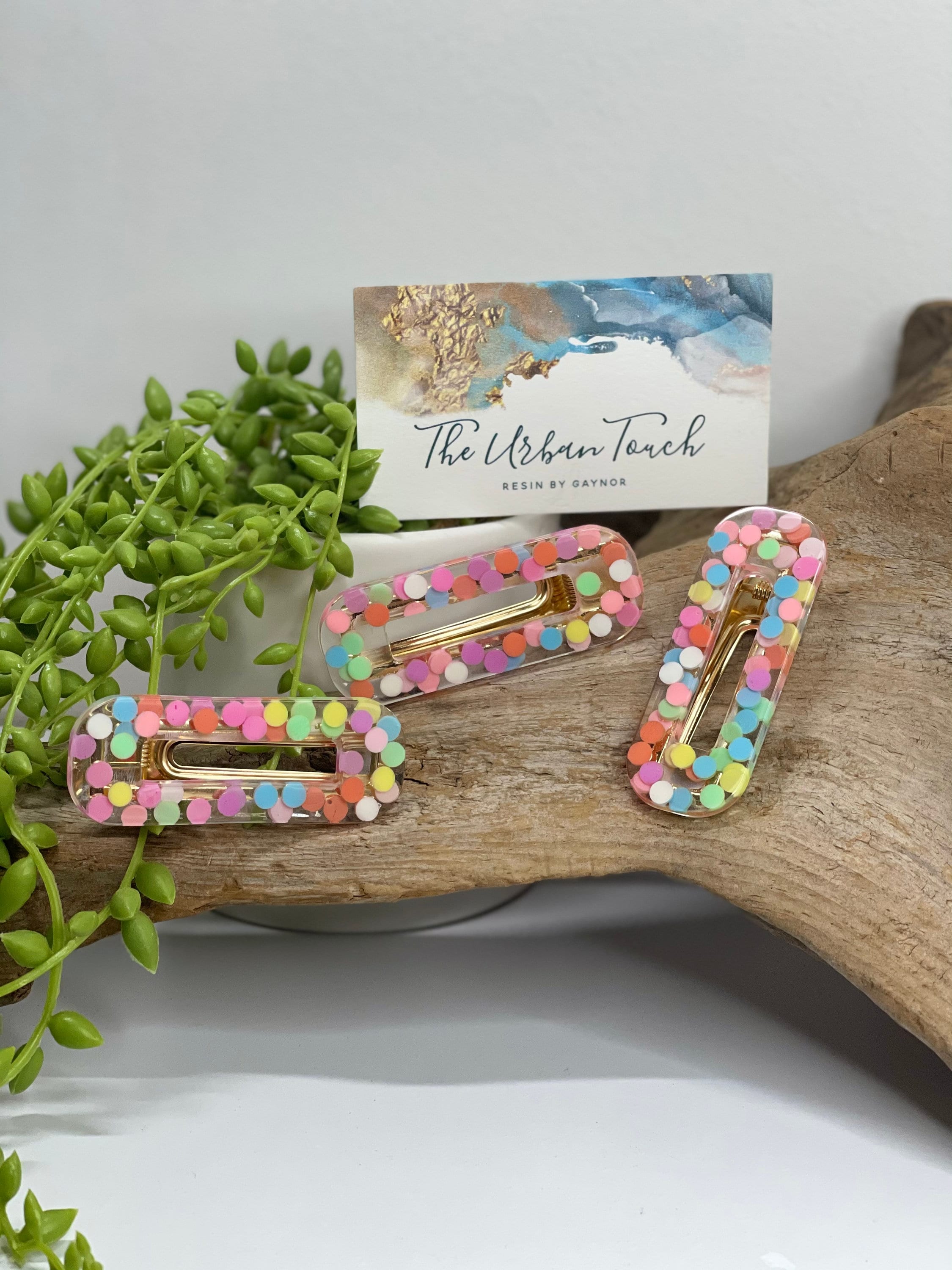 Confetti Resin Hair Clips Multicoloured Set Of 3 Etsy