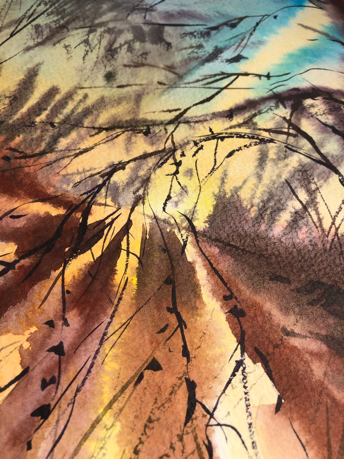 The First Rays Watercolor Painting Original artwork sun Etsy