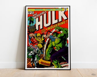 PRINTABLE The Incredible Hulk #181 X-Men, Vintage 1974, Comic Book Cover, Superhero Wall Art Print, DIGITAL DOWNLOAD