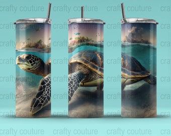 Sea turtle 20 oz Skinny Tumbler Sublimation Design, Straight & Tapered Wrap, Tumbler Wrap, Tumbler Png, Instant Download, 300 DPI PNG