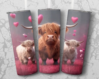 Highland cow 20 oz Skinny Tumbler Sublimation Design, Straight & Tapered Wrap, Tumbler Wrap, Tumbler Png, Instant Download