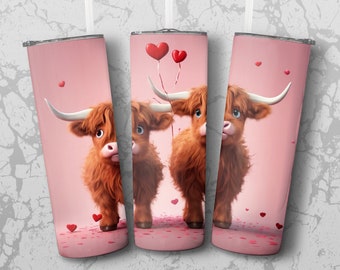 Highland cow 20 oz Skinny Tumbler Sublimation Design, Straight & Tapered Wrap, Tumbler Wrap, Tumbler Png, Instant Download