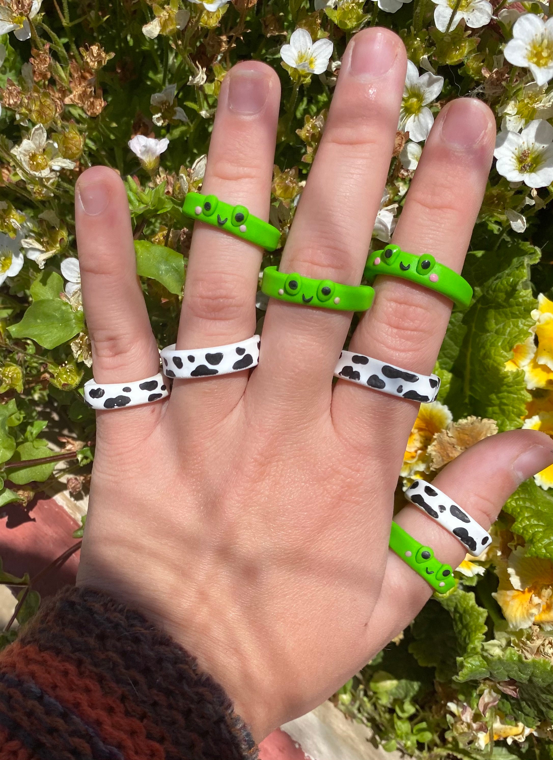 Handmade polymer clay rings set of two polymer clay rings Etsy