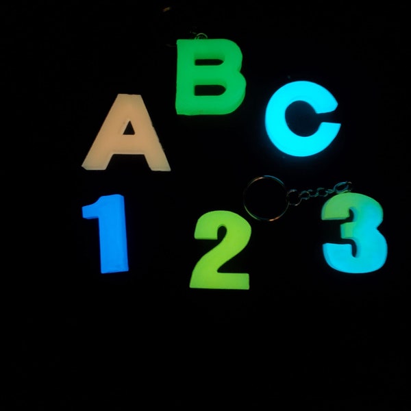 Glow In The Dark Letters and Numbers Keychains