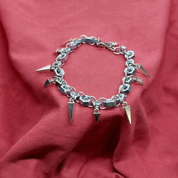 funky industrial style bracelet with spikes