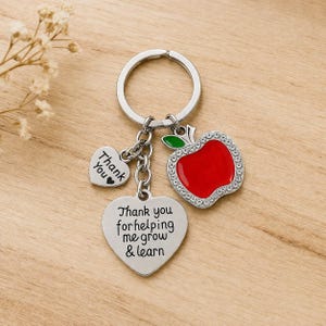Teacher Appreciation Keychain, Teacher Thank You for Helping Me Grow Key Ring, Administration Staff, Daycare, Preschool, Church School Gift