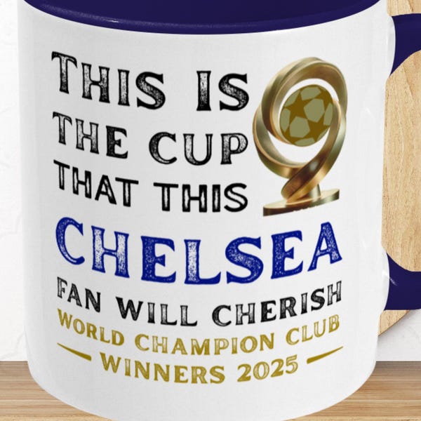 Personalised Chelsea Football Mug: 2025 World Champion Souvenir Gift