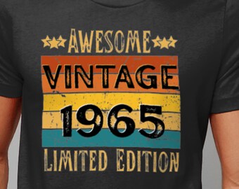 Vintage 1965 T-Shirt: Geburtstagsgeschenk Retro Sunset Style