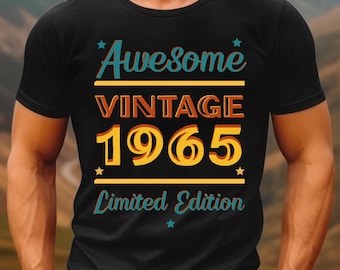 Personalised Vintage Any Year Tshirt: 60th Birthday Gift Retro Style For Men & Women