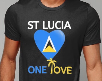 St Lucia T shirt Patriotic Flag Shirt Independence Day T-Shirt Tropical Vibes One Love Birthday Gift for Men & Women