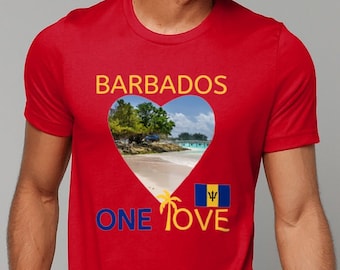 Patriotic T shirt Barbados Flag Shirt Tropical Vibes One Love Birthday Gift for Men & Women