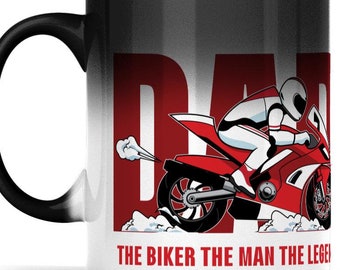 Motorcycle Rider Heat Sensitive Mug: Biker Dad Gift