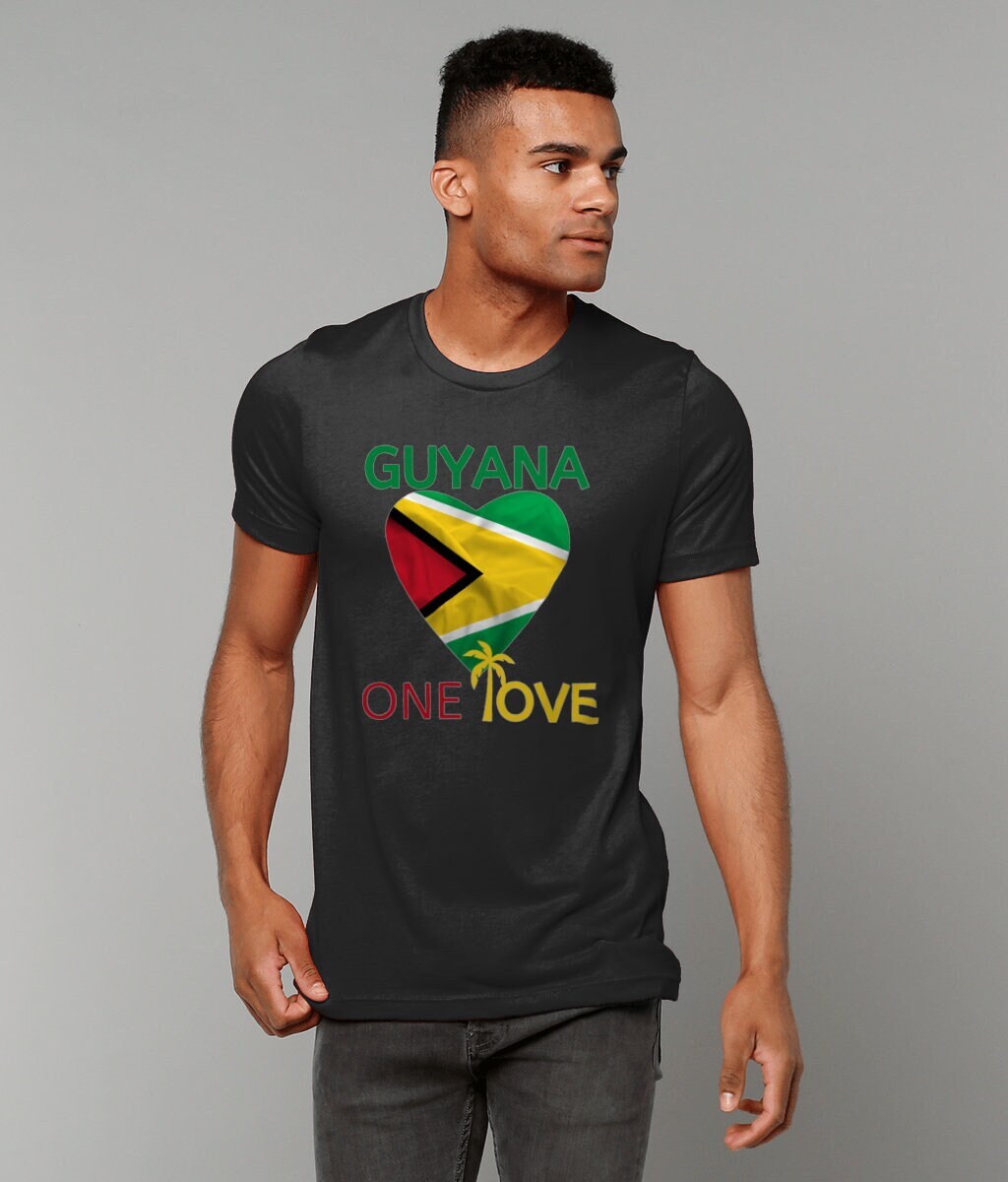 Guyana T shirt Patriotic Flag Shirt Independence Day Tropical Vibes One Love Heart Gift for Men & Women