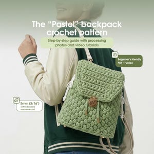 Boho Crochet Backpack Pattern: 3D Cotton Bag (PDF with 2 Video Tutorials)
