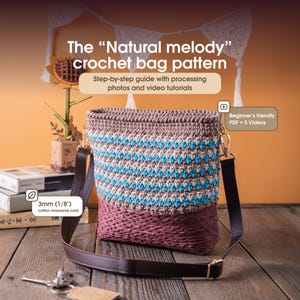 Small Boho Crochet Crossbody Bag Pattern: Raffia & Cotton Yarn with Zipper (PDF + Video Tutorials)