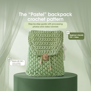 Patroon boho-gehaakte rugzak: 3D-katoenen tas (pdf met 2 videotutorials)