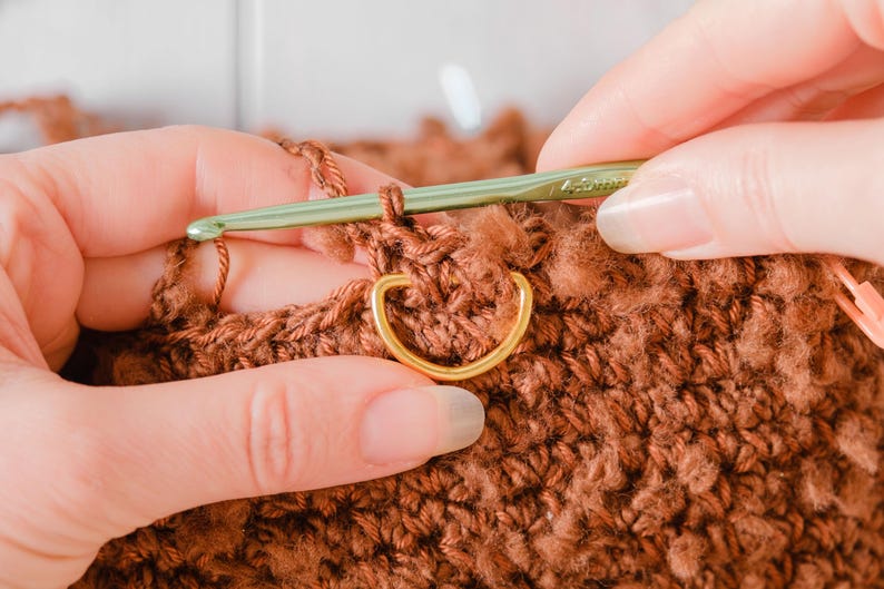 Chocolate Fluffy Crochet Drawstring Handbag With Crochet Bow Ties And Cute Little Pocket - Ideal For Winter And Special Events