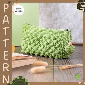 Boho Popcorn Crochet Makeup Bag Pattern: 3D Bubble Texture (Beginner PDF + Video Tutorial)