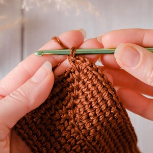 Chocolate Fluffy Crochet Drawstring Handbag With Crochet Bow Ties And Cute Little Pocket - Ideal For Winter And Special Events