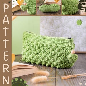 Patrón de bolsa de maquillaje de crochet con forma de palomitas de maíz estilo bohemio: Tutorial para crear una bolsa de algodón con cremallera para organizarla a mano.