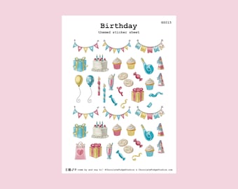 Stickerbogen ~Geburtstag ~ Geburtstagshobeln ~ Bullet Journal ~ Happy Planer ~ Scrapbooking