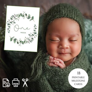 Modèle imprimable de cartes d'étape mensuelles pour bébés pour garçons ou filles