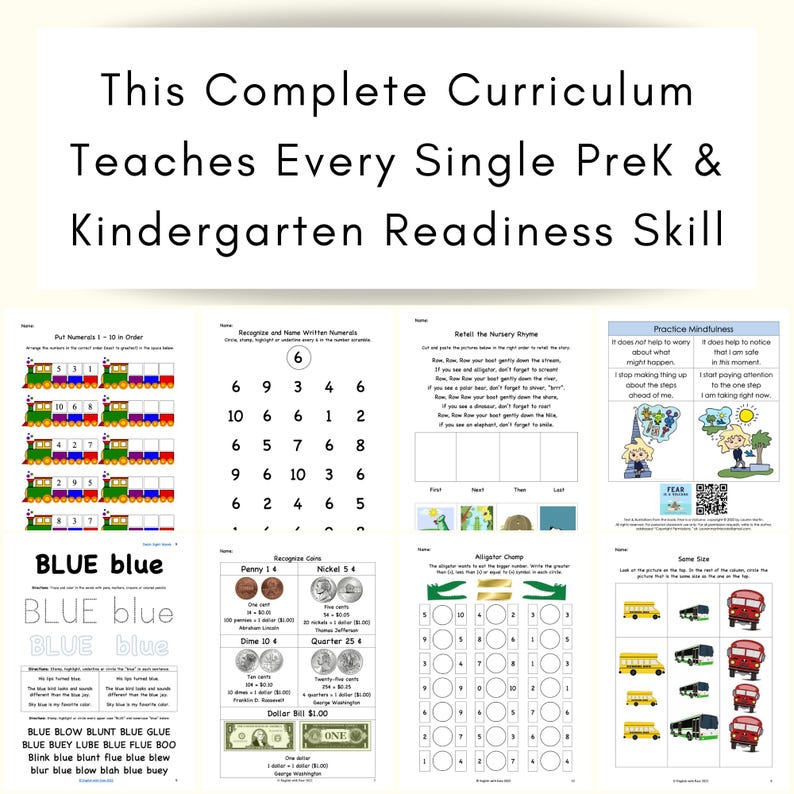Preschool Curriculum: Full Year Pre-k Printable Activities (PDF) - Etsy