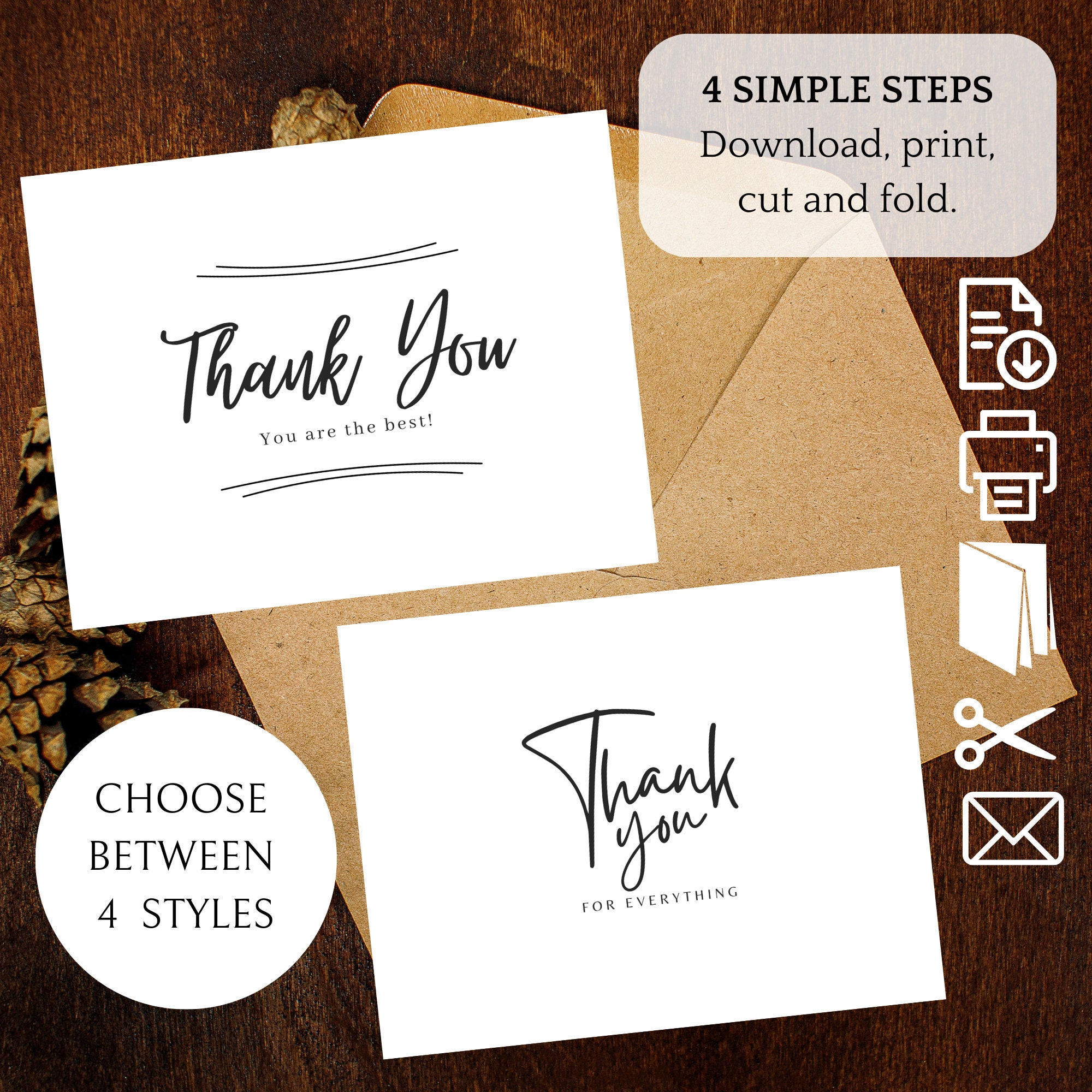 Thank You Cards Printable Set - Etsy