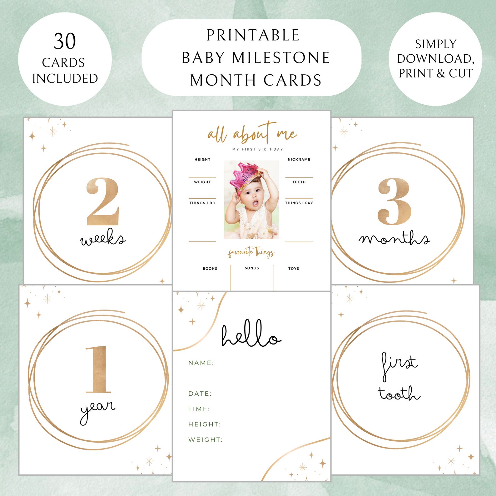 Baby Milestone Cards Printable for Boys or Girls - Etsy