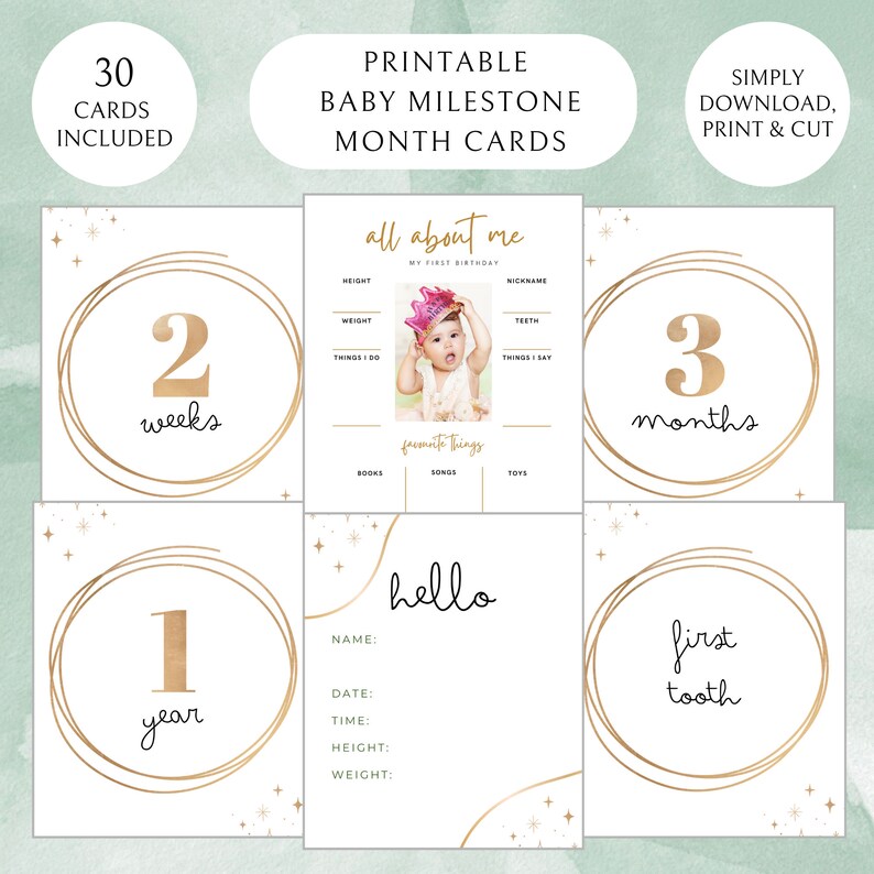 Baby Milestone Cards Printable for Boys or Girls - Etsy