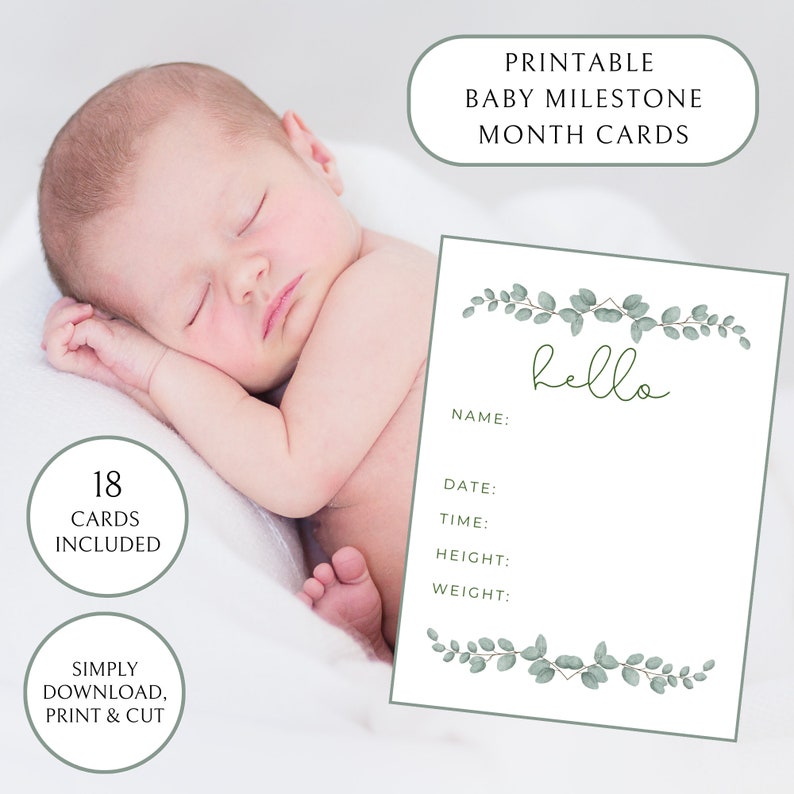 Baby Monthly Milestone Cards Printable Template for Boys or Girls - Etsy