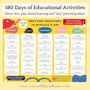 Puede incluir: Un gr&aacute;fico colorido con un horario semanal de actividades educativas para ni&ntilde;os de preescolar. El gr&aacute;fico est&aacute; dividido en cinco d&iacute;as de la semana, con cada d&iacute;a presentando un tema diferente, como lenguaje, alfabetizaci&oacute;n, matem&aacute;ticas, ciencias y arte. El gr&aacute;fico tambi&eacute;n incluye una secci&oacute;n para canciones y actividades de movimiento.
