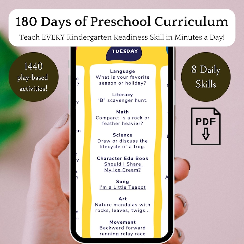 Plan de estudios preescolar de 180 días / Actividades de aprendizaje basadas en el juego (Descarga digital) imagen 1