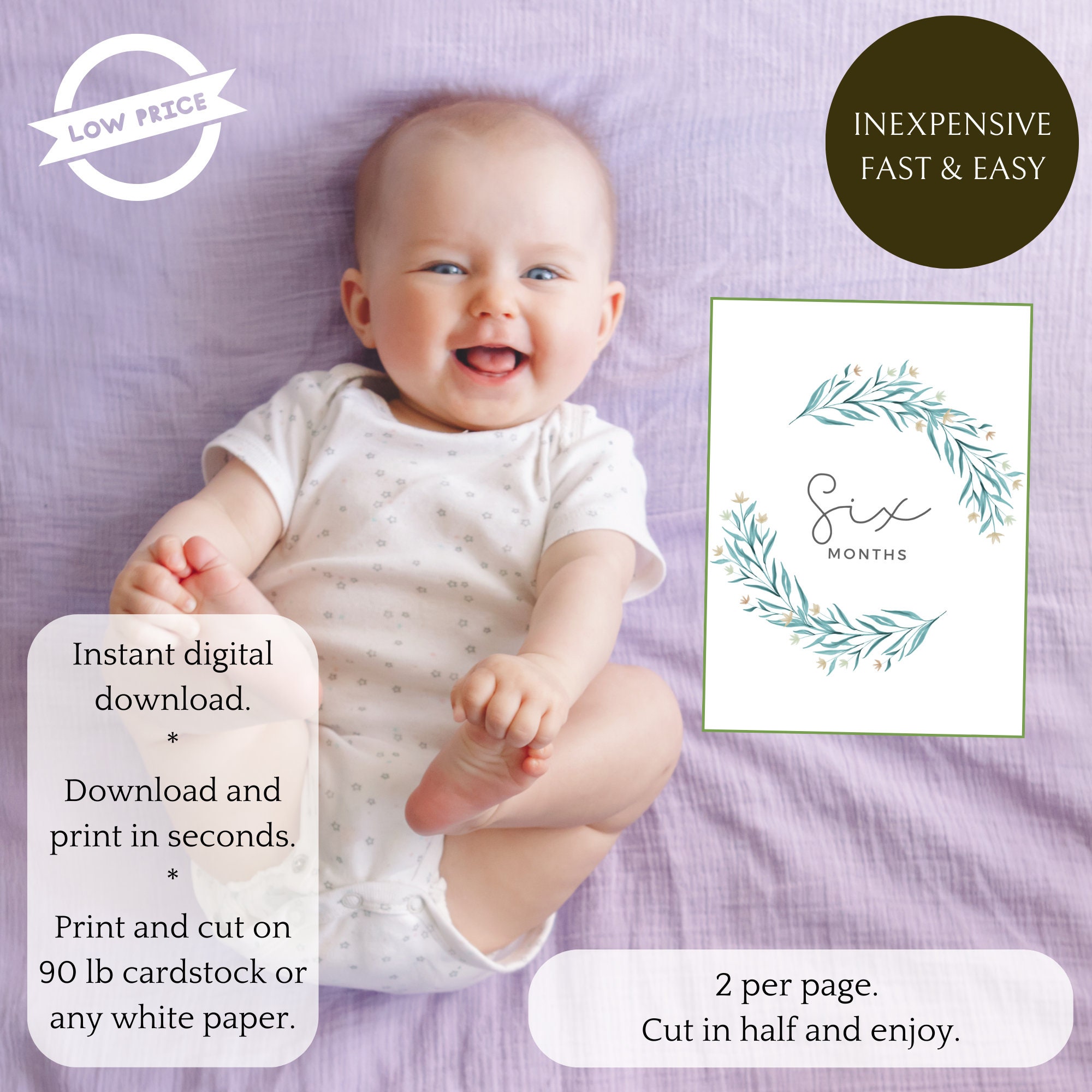 Baby Monthly Milestone Cards Printable Template for Boys or Girls - Etsy