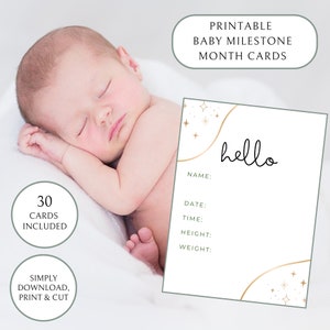 Cartes d'étape de bébé imprimables pour garçons ou filles